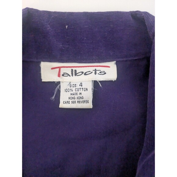 Vtg Talbots Purple Fine Corduroy Long Sleeve Maxi Shirt Dress Size 4 SEE MEASURE - Picture 8 of 9
